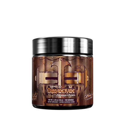 Dark brown supplement container with silver lid showing detailed nutrition facts and directions label