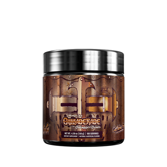 Dark brown supplement container with silver lid showing detailed nutrition facts and directions label