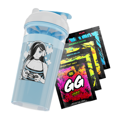 Waifu Cup S4.4 Gamer Girl tilted right over 4 free sample packs