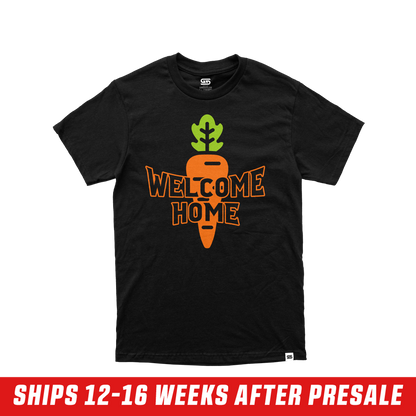 Black short-sleeve shirt with a small orange "GJ" logo centered near the upper back neckline.
