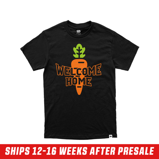 Black short-sleeve shirt with a small orange "GJ" logo centered near the upper back neckline.