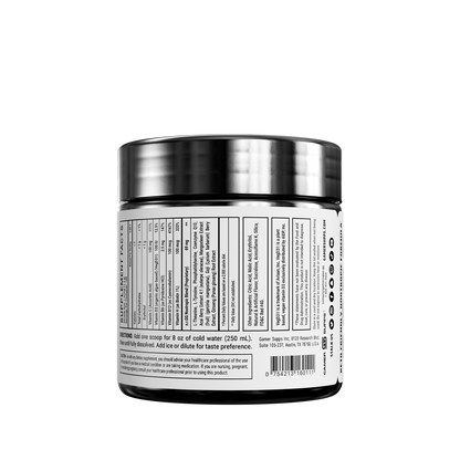 back of GOOD 100 Serving caffeine free tub showing supplement facts