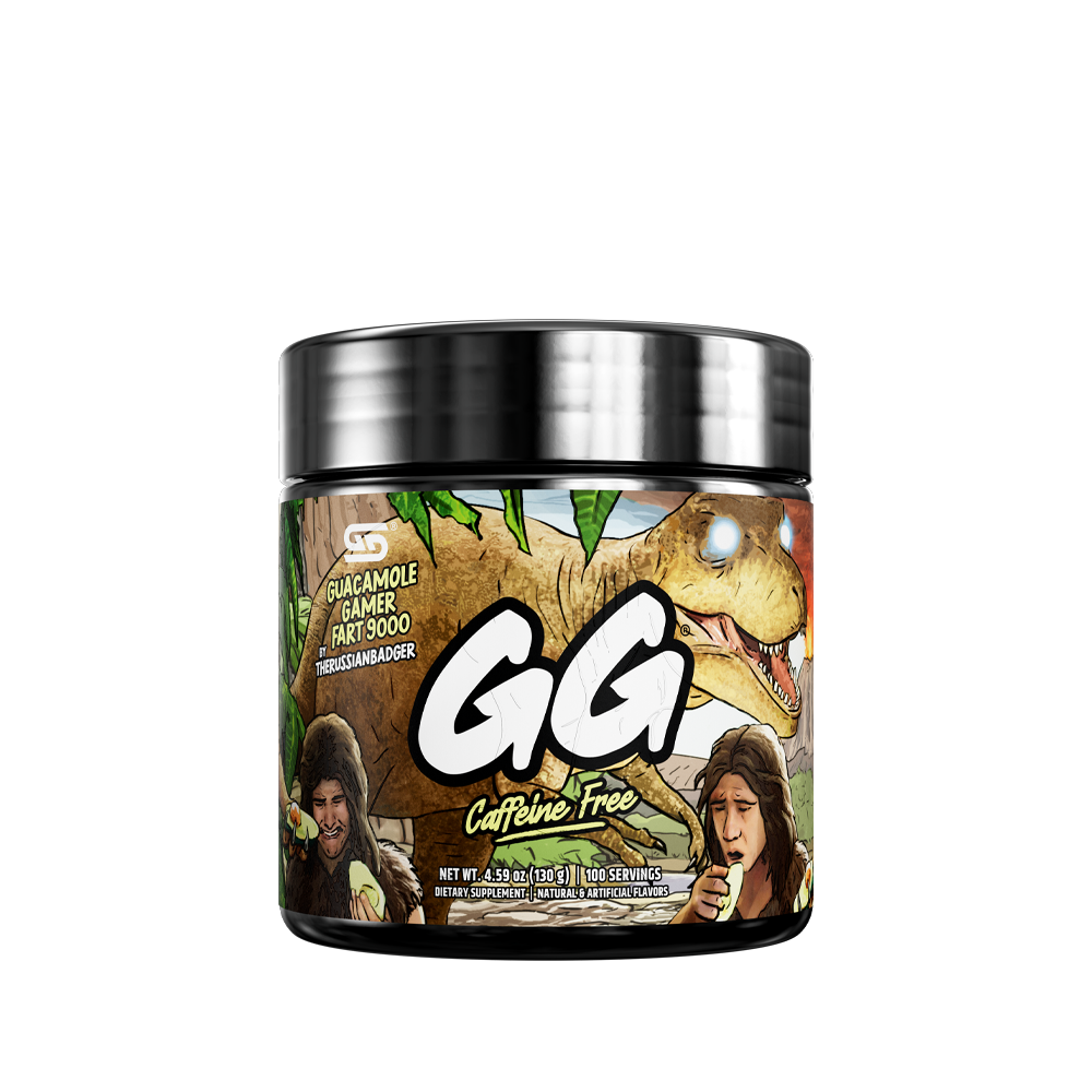 Black-lidded container showing detailed supplement facts and usage instructions on a green leafy background label.
