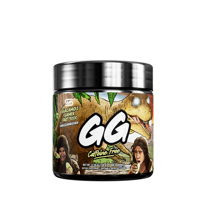 Black-lidded container showing detailed supplement facts and usage instructions on a green leafy background label.