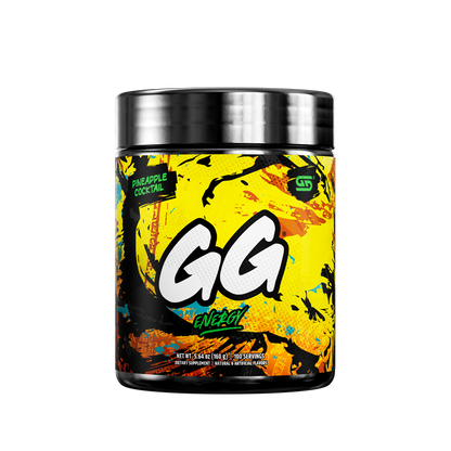 Black container with a colorful abstract label showing supplement facts and usage instructions on the back.