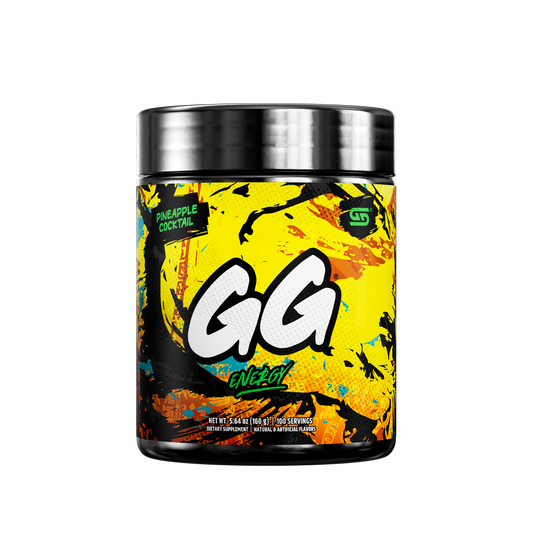 Black container with a colorful abstract label showing supplement facts and usage instructions on the back.
