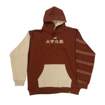 Brown hoodie with a graphic of a smiling cowgirl in a hat and checkered top, captioned "Save A Horse."