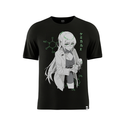 Black short-sleeve t-shirt with a plain back and a crew neck in 6XL size