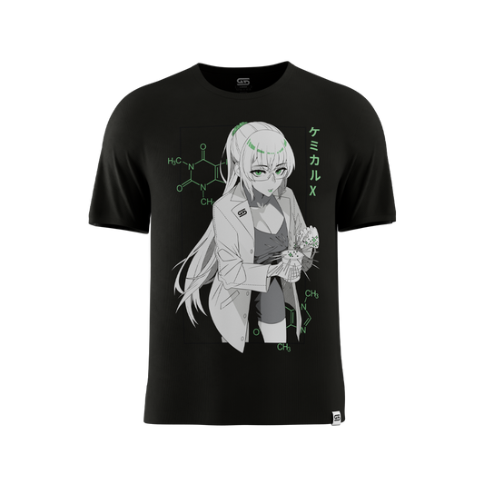 Black short-sleeve t-shirt with a plain back and a crew neck in 6XL size
