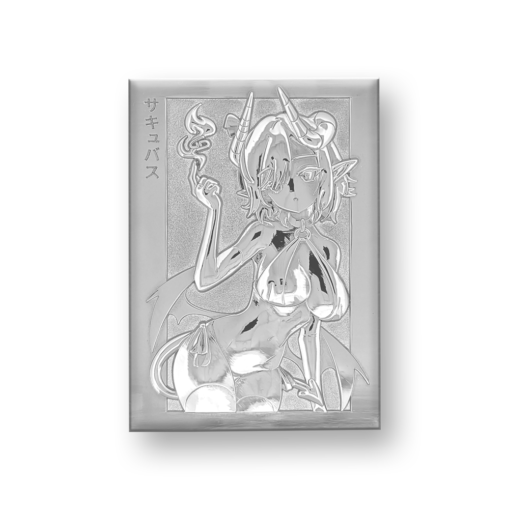 Silver metallic card with a textured surface and a shiny embossed stylized "SS" logo in the center.