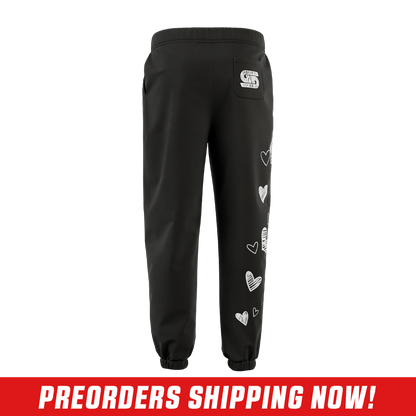 Black sweatpants with elastic cuffs, side pockets, and a drawstring waistband in 3XL size.