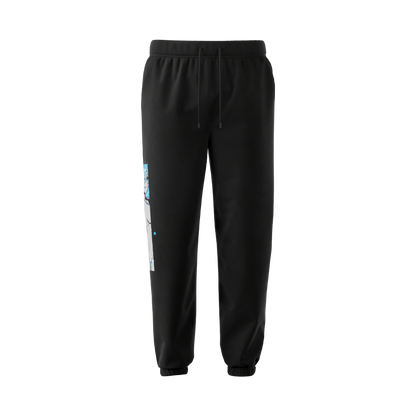 Black sweatpants with elastic cuffs, side pockets, and a drawstring waistband in 3XL size.